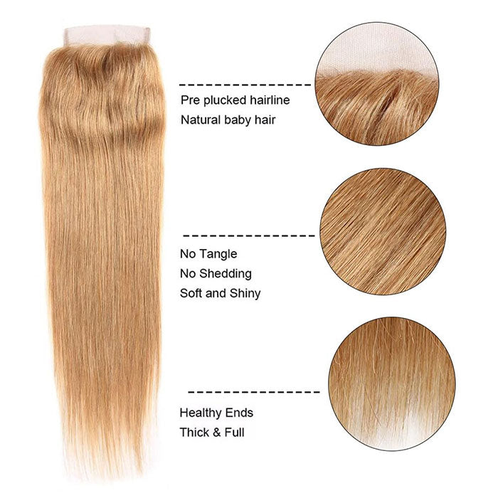 Emma Hair #27 Honey Blonde 4x4 Lace Closure Straight Human Hair