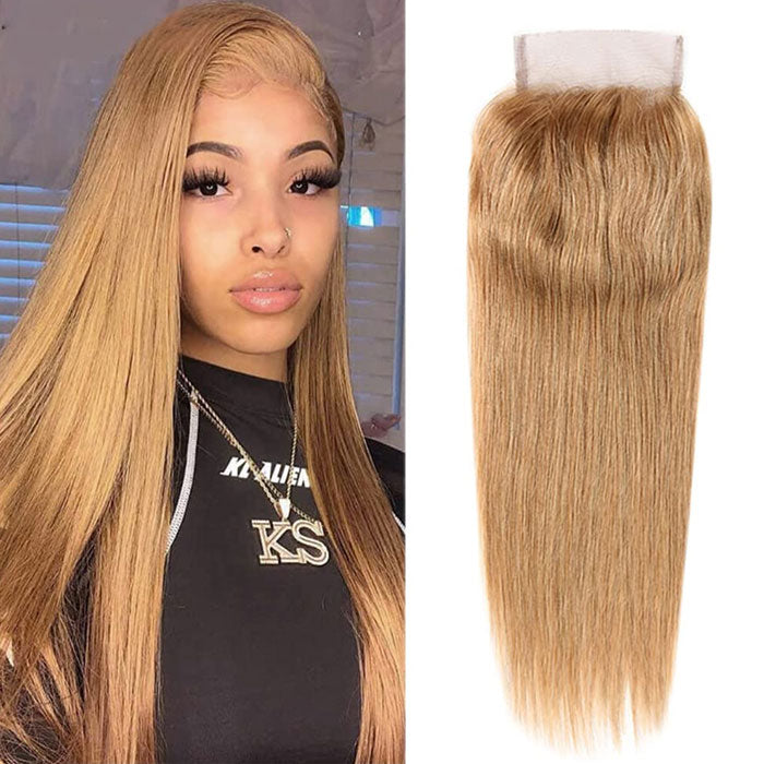 Emma Hair #27 Honey Blonde 4x4 Lace Closure Straight Human Hair
