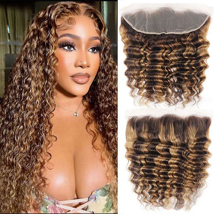 Emma Highlight Color P4/27 Lace Frontal Pre Plucked Deep Wave Human Hair