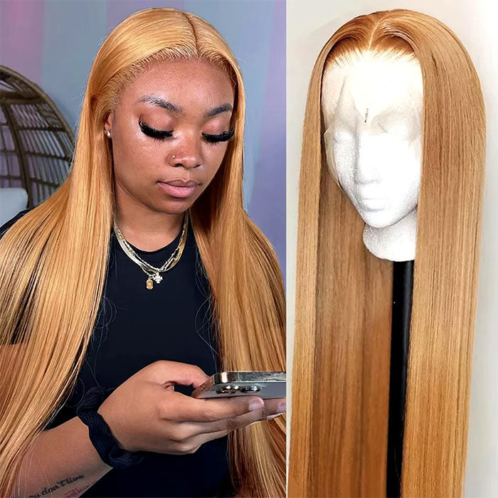 Emma Honey Blonde Color #27 Lace Frontal Wig Human Hair Flash Sale