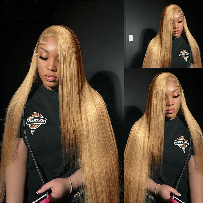 Emma Honey Blonde Color #27 Lace Frontal Wig Human Hair Flash Sale