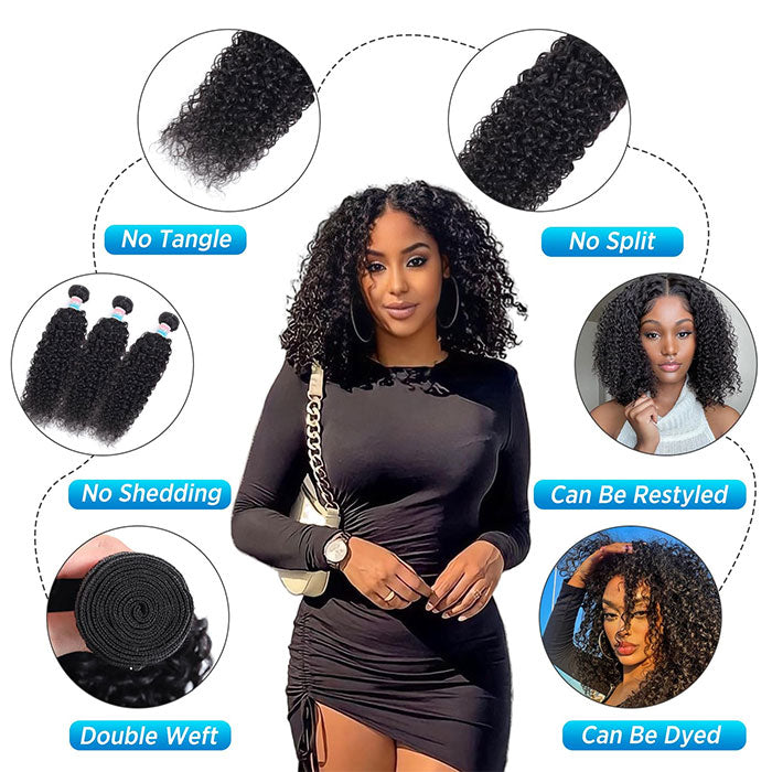 Emma Jerry Curly Virgin Human Hair Weave 3 Bundles Deals