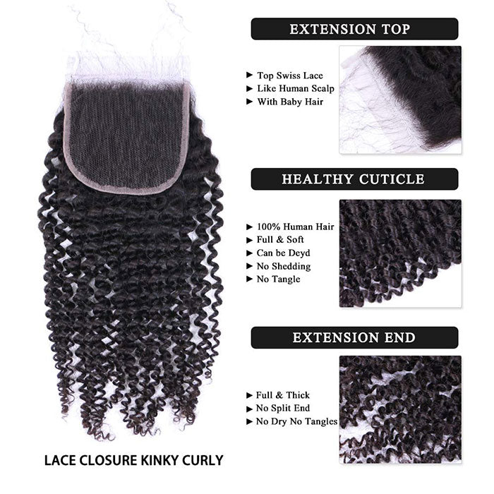 Emma Kinky Curly 4x4 Lace Closure Virgin Human Hair