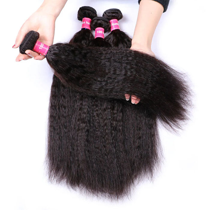 Emma Kinky Straight Virgin Human Hair 4 Bundles Deals Weave Extensions