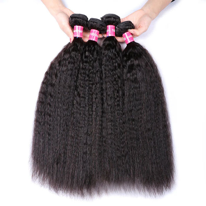 Emma Kinky Straight Virgin Human Hair 4 Bundles Deals Weave Extensions