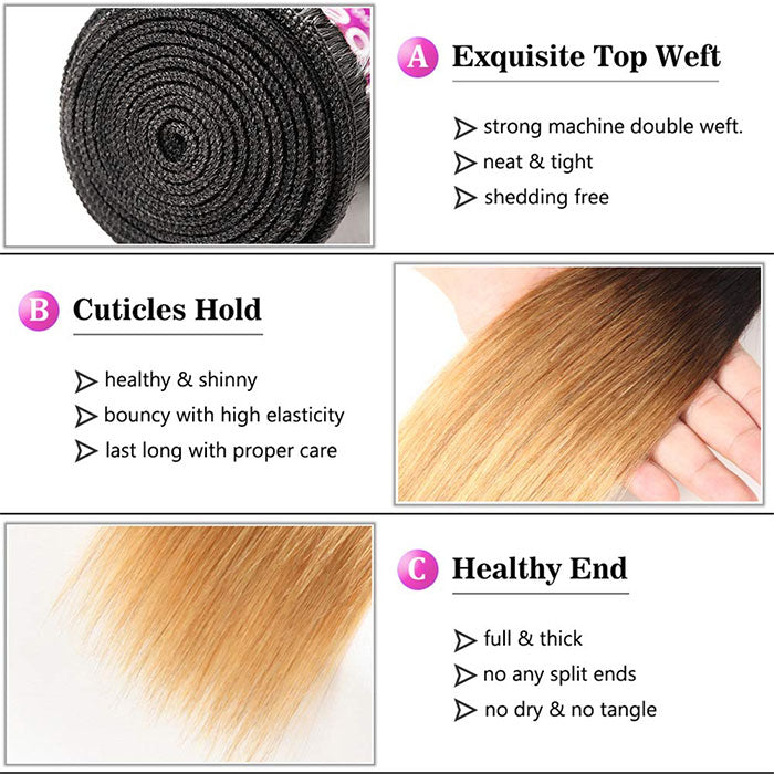 Emma Ombre Color T1B 27 Straight Human Hair Weave Bundles 1 3 4 Pcs a Lot