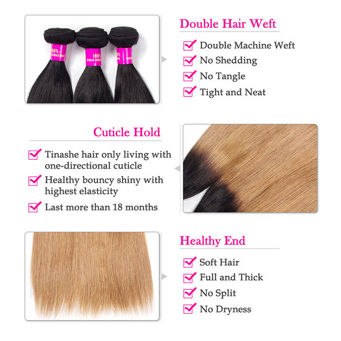 Emma Ombre Color T1B 27 Straight Human Hair Weave Bundles 1 3 4 Pcs a Lot