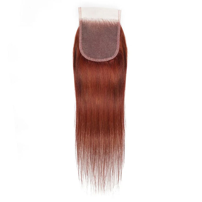 Emma Reddish Brown Color 4x4 Lace Closure Wig Straight Human Hair Flash Sale