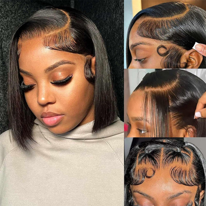 Emma Short Bob 13x4 Lace Frontal Wig Pre Plucked Virgin Human Hair