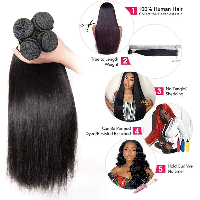 Emma Silky Straight 11A Virgin Human Hair Weave 4 Bundles Deals