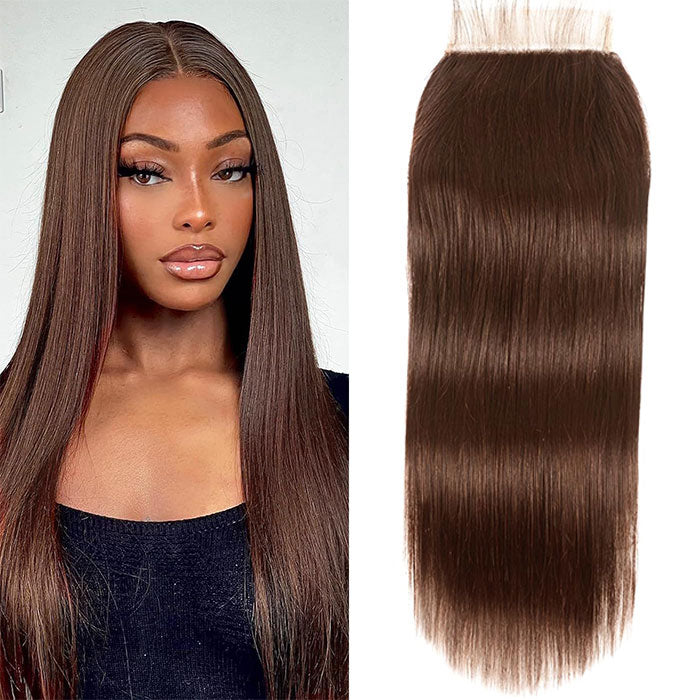 Emma Silky Straight 4x4 Lace Closure Brown Color Human Hair