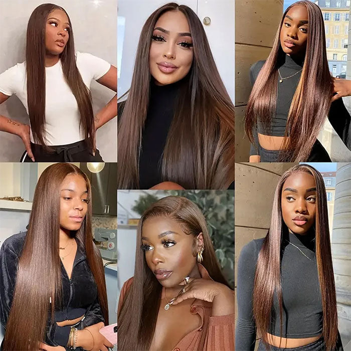 Emma Silky Straight 4x4 Lace Closure Brown Color Human Hair