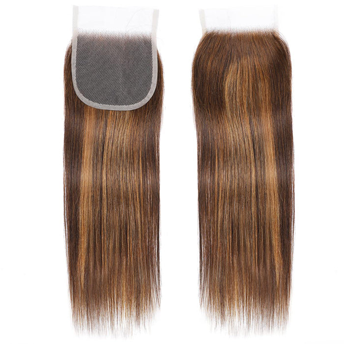 Emma Silky Straight Highlight 4x4 Lace Clsoure Pre Plucked Human Hair