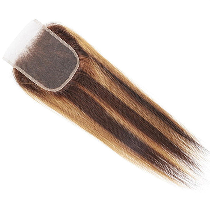 Emma Silky Straight Highlight 4x4 Lace Clsoure Pre Plucked Human Hair