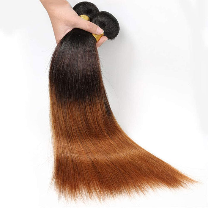 Emma Silky Straight Ombre Human Hair Weave 1 3 4 Bundles Deals Color T1B 30 Hair