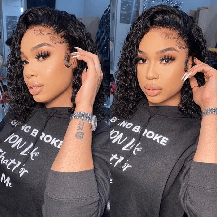 Emma Water Wave Short Bob 13x4 Lace Frontal Wig Wet and Wavy Human Hair