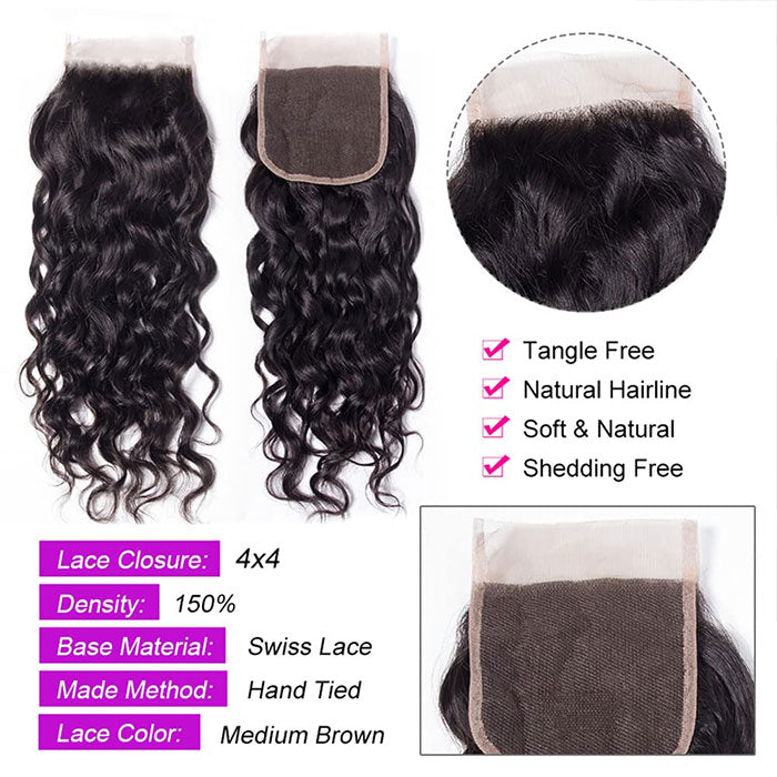 Emma Wet and Wavy 4x4 Lace Closure Water Wave Virgin Human Hair