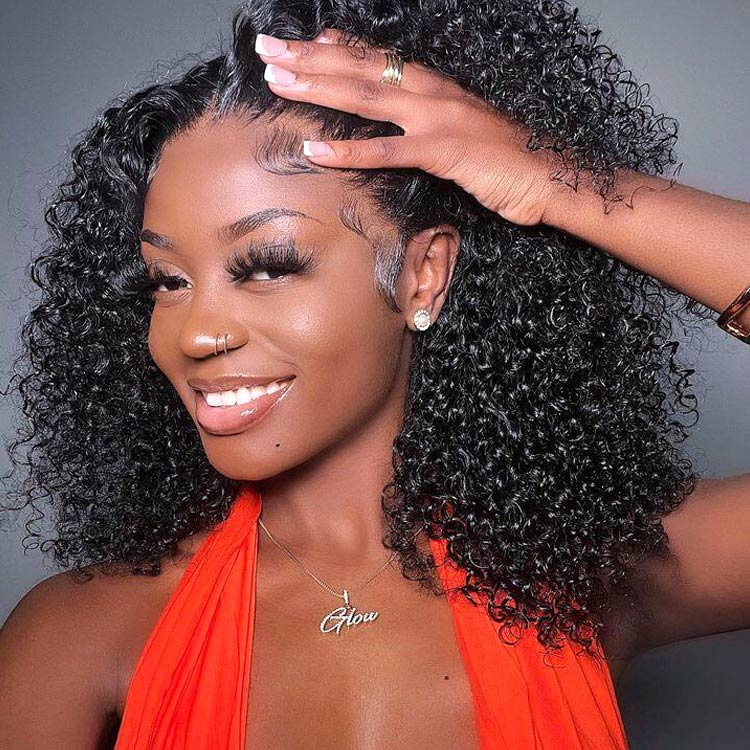 Emma SDD Jerry Curly 13x4 Lace Frontal Wig Human Hair Flash Sale