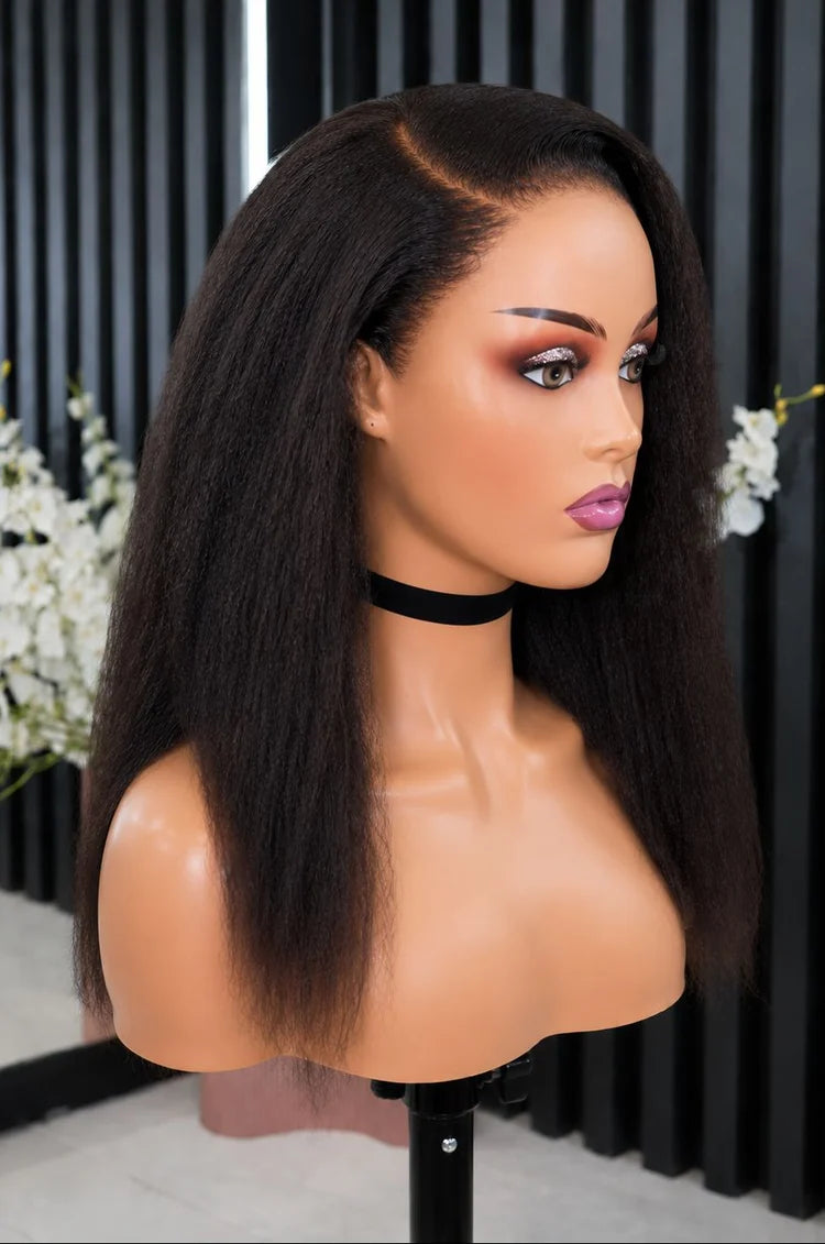 Emma Kinky Straight 13x4 Full Frontal Glueless Wig Pre Plucked 100% Human Hair