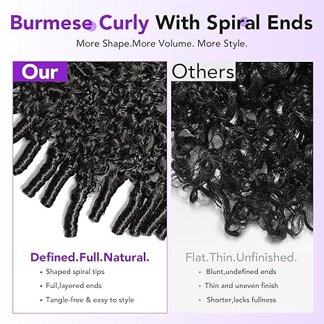 Burmese Curly Wig Human Hair 13x4 Lace Front Wigs Human Hair 220 Density Pre Plucked Virgin Remy Hair with Spiral End Natural