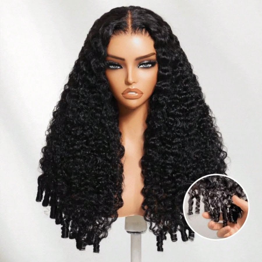 Burmese Curly Wig Human Hair 13x4 Lace Front Wigs Human Hair 220 Density Pre Plucked Virgin Remy Hair with Spiral End Natural