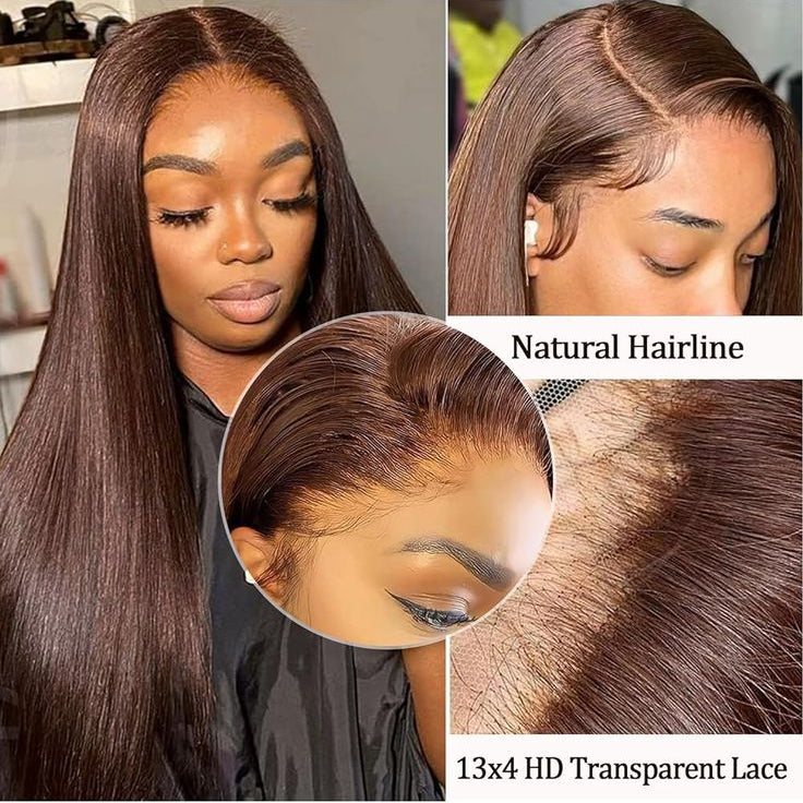 Hot Combo | 13x4 Full frontal Glueless Brown Color Straight Wig + 5x5 Full frontal Glueless Water Wave