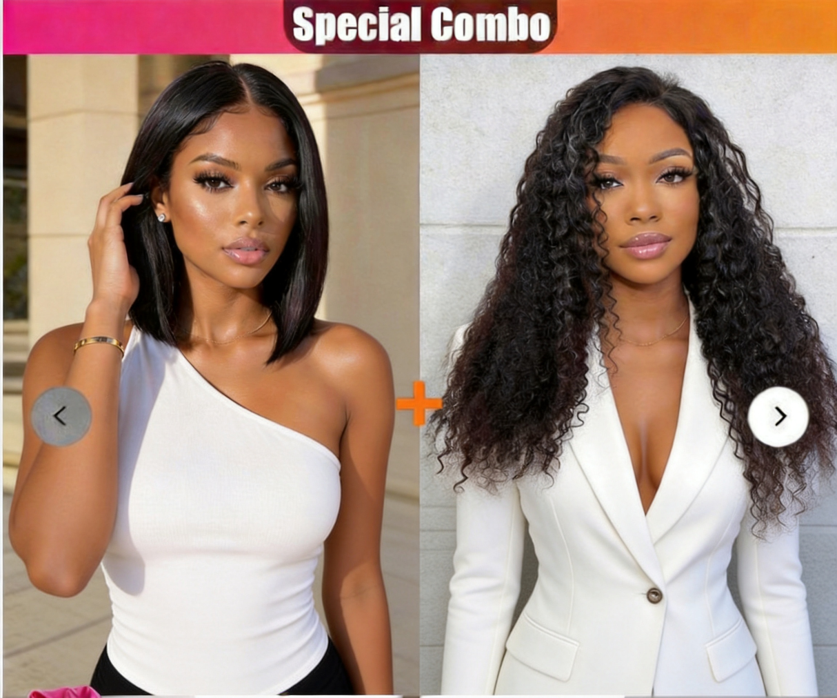 Hot Combo | 13x4 Full frontal Glueless Jerry Curly + 13x4 Full frontal Glueless Straight Bob