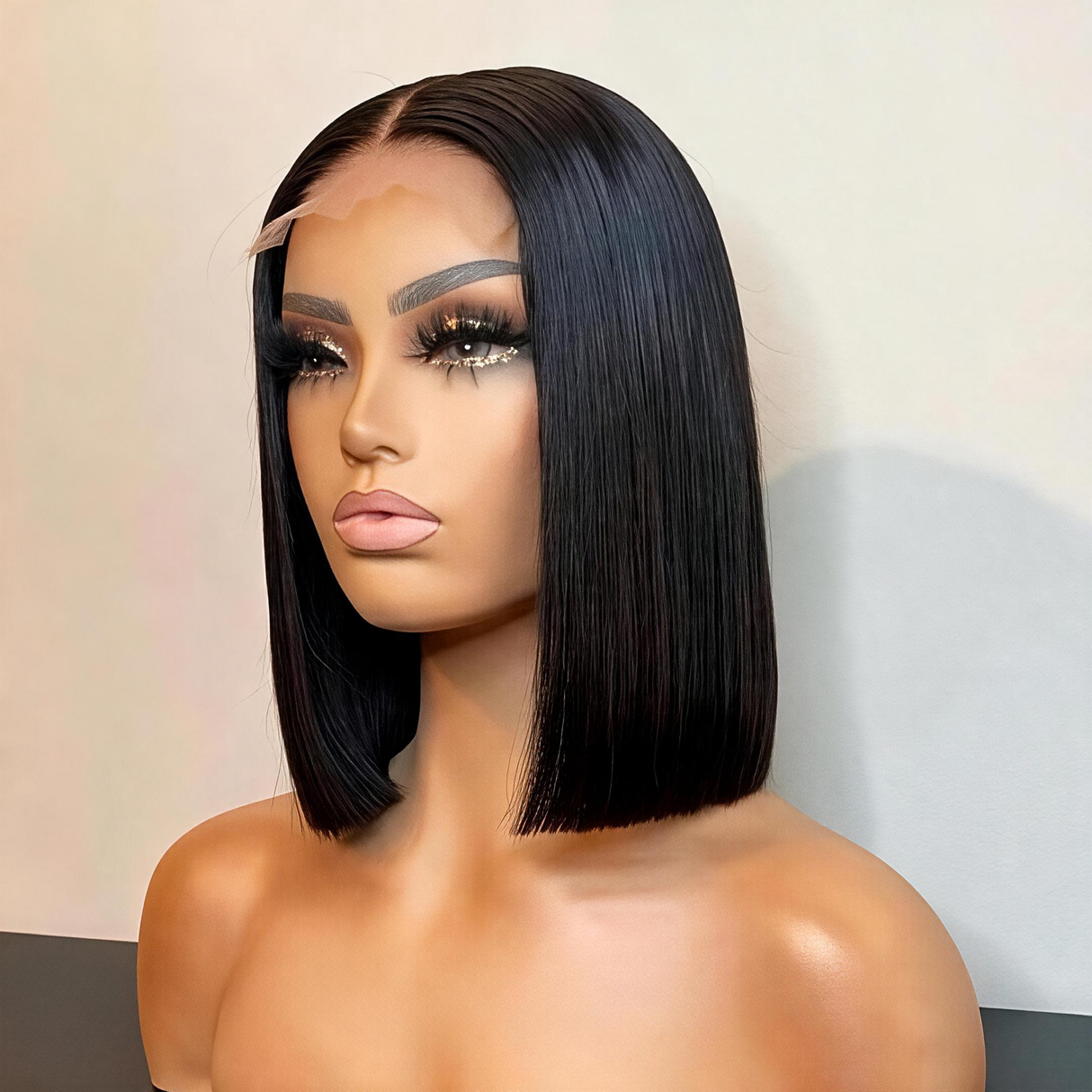 Emma Glueless double drawn 13x4 Lace Full Frontal bob Wig Pre Plucked Human Hair