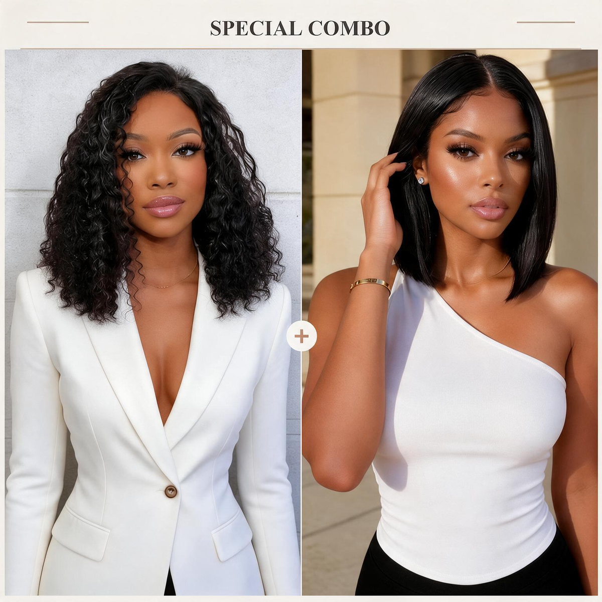 Hot Combo | 13x4 Full Frontal Glueless Jerry Curly Wig + 13x4 Full Frontal Glueless Straight Bob Wig