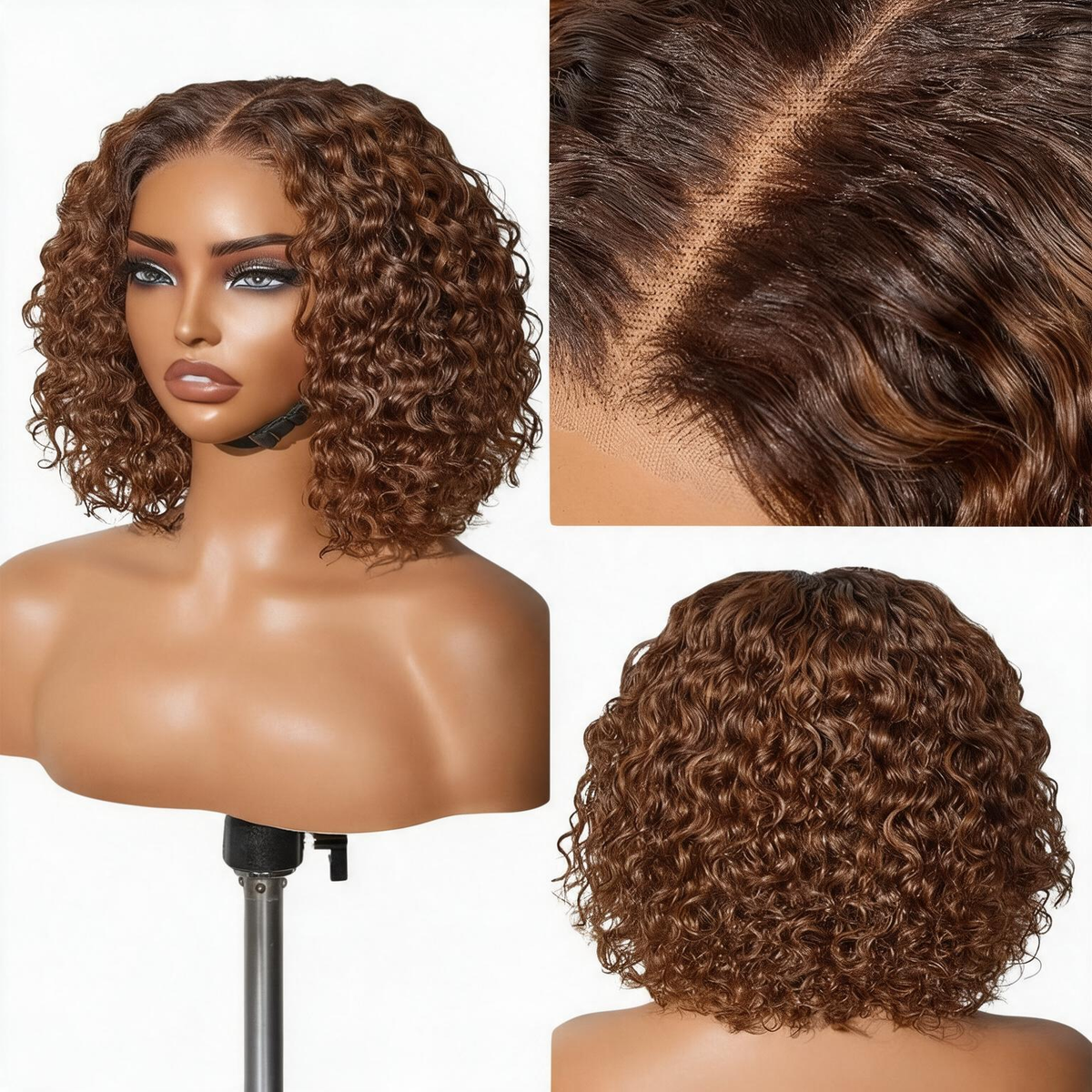 Emma Glueless 220% Density Bob 13x4 Lace Closure 10 Inch Double Drawn Brown Color Human Hair