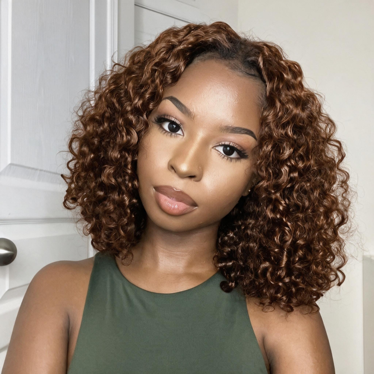 Emma Glueless 220% Density Bob 13x4 Lace Closure 10 Inch Double Drawn Brown Color Human Hair