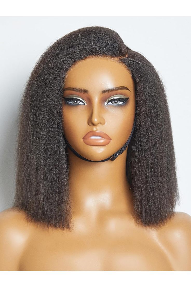 Emma Kinky Straight Double Drawn 13x4 Full Frontal Glueless Bob Pre Plucked 100% Human Hair