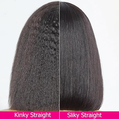 Emma Kinky Straight Double Drawn 13x4 Full Frontal Glueless Bob Pre Plucked 100% Human Hair