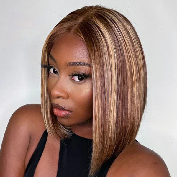 Emma Glueless Highlight 4/27 Piano Ombre Honey Blonde 13x4 Bob