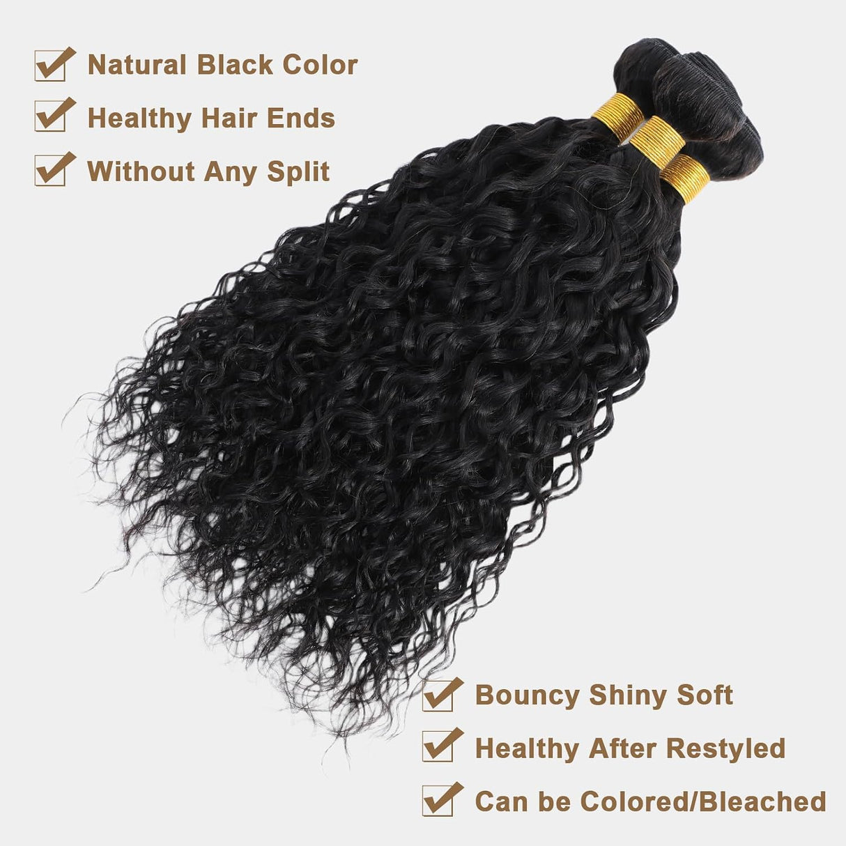 Upgraded Brazilian Hair | 3pcs Water Wave 100% Virgin Human Hair Bundles