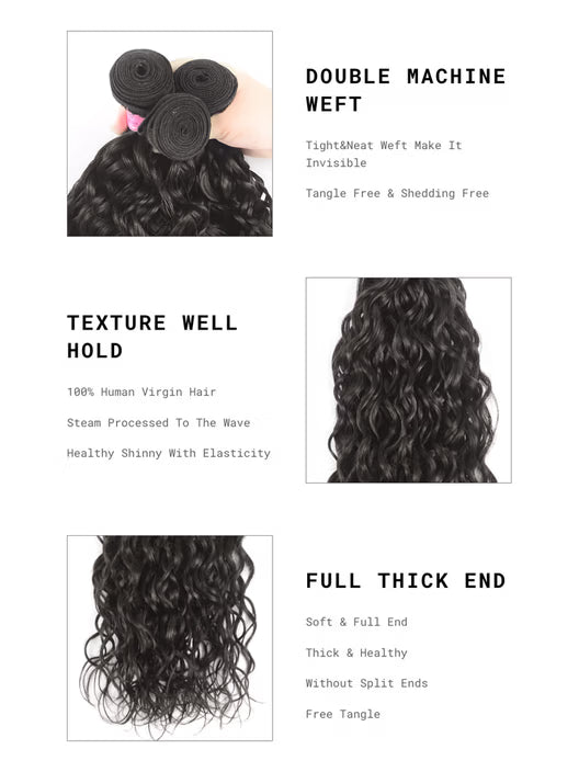 Upgraded Brazilian Hair | 3pcs Water Wave 100% Virgin Human Hair Bundles