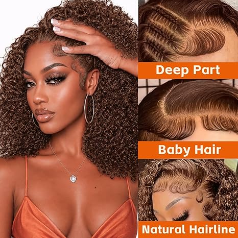 Hot Combo | Emma Glueless 13x4 Full Frontal Bob Wig+ Brown Water Wave Human Hair