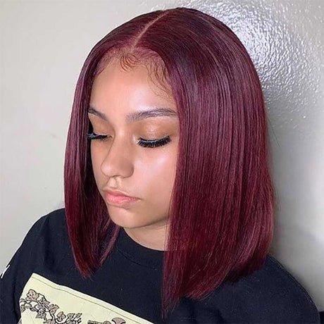 Glueless 4x4 Lace Closure Bob Wigs Brown, Burgundy and Black Color Human Hair