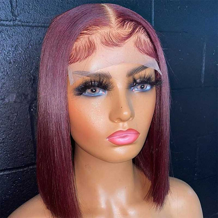 Glueless 4x4 Lace Closure Bob Wigs Brown, Burgundy and Black Color Human Hair