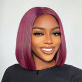 Glueless 4x4 Lace Closure Bob Wigs Brown, Burgundy and Black Color Human Hair
