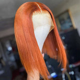 Emma Glueless Orange Ginger Color Bob Wig Human Hair 13x4 Frontal Lace Wig