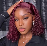 Emma Glueless 13x4 Water Bob Wig 99J Color Human Hair Wig