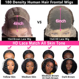 Water Wave Human Hair Wig 13x6 Lace Front Wigs Black Color