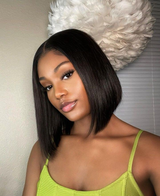 Emma  Glueless  double drawn 4x4 Lace Full Frontal bob Wig Pre Plucked Human Hair