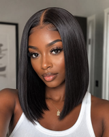 Emma  Glueless  double drawn 4x4 Lace Full Frontal bob Wig Pre Plucked Human Hair