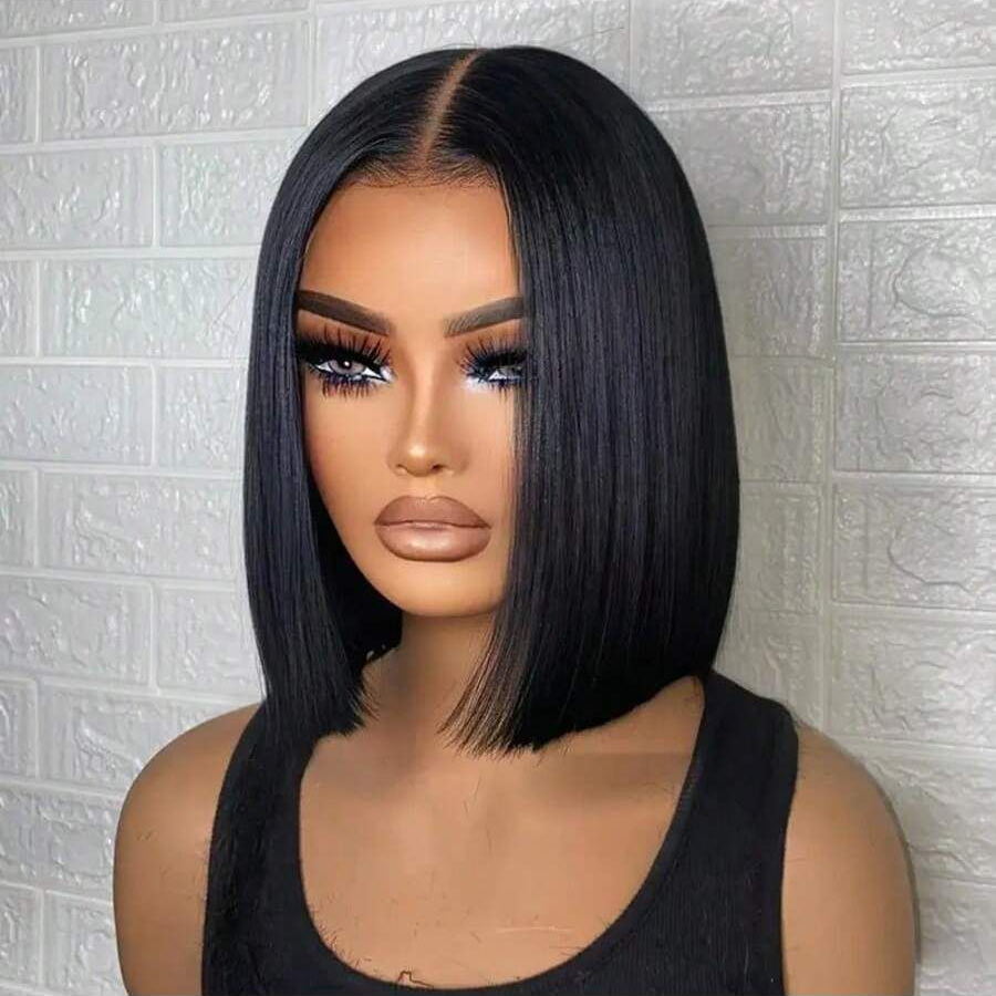 Emma  Glueless  double drawn 4x4 Lace Full Frontal bob Wig Pre Plucked Human Hair