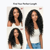 🔥 HOT SELLER | SOLD OUT — RESTOCKING IN 15 DAYS 🔥     Emma 13x6 Glueless Wig Water Wave With Drawstring Natural Black 100% Human Hair Wig