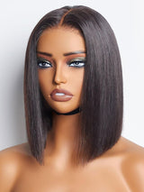 Emma  Glueless  double drawn 13x4 Lace Full Frontal bob Wig Pre Plucked Human Hair