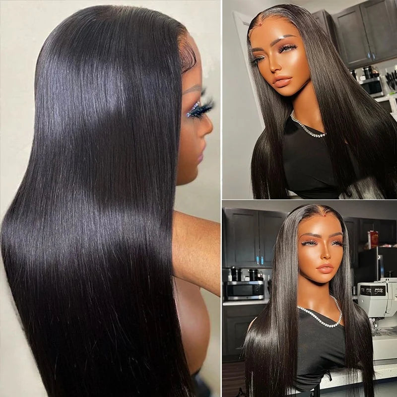Emma Glueless Straight 13x4 Lace Frontal Wig Pre Plucked Glueless 5x5 Wig Virgin Human Hair