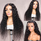 Water Wave Human Hair Wig 13x6 Lace Front Wigs Black Color